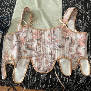 Floral Corset with Tan Accents